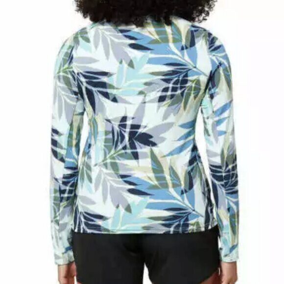 NWT Hang Ten Ladies' Long Sleeve Floral Sun Protection Rashguard Tee / Shirt XS - Picture 2 of 7